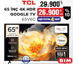 TCL 65V6C 65 İNÇ 4K HDR GOOGLE TV AKILLI TELEVİZYON